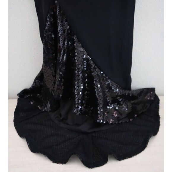 SHO x Tadashi Shoji Women's Sz 00 Black Asymmetrical Sequin Cocktail Dress - Picture 8 of 14
